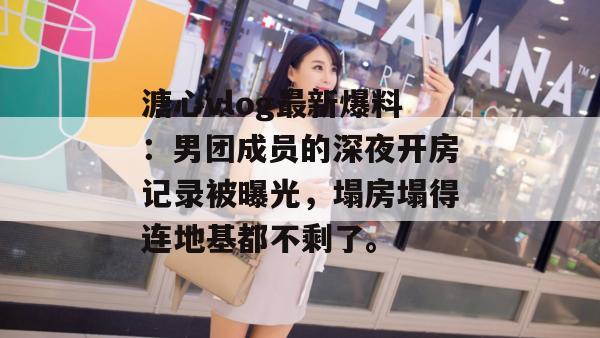 溏心vlog最新爆料：男团成员的深夜开房记录被曝光，塌房塌得连地基都不剩了。